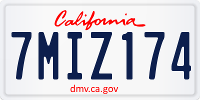 CA license plate 7MIZ174