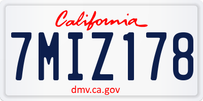 CA license plate 7MIZ178