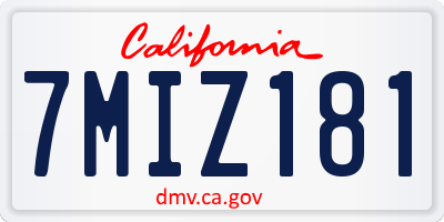 CA license plate 7MIZ181