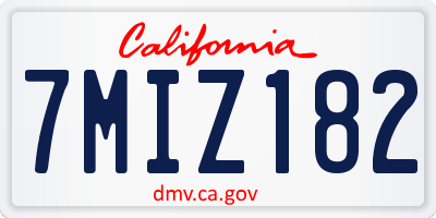 CA license plate 7MIZ182