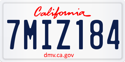 CA license plate 7MIZ184