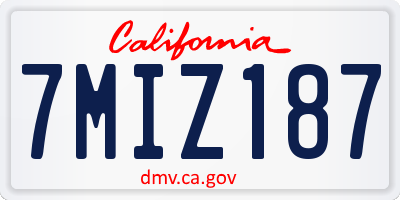 CA license plate 7MIZ187