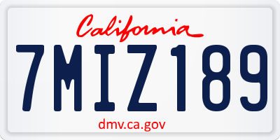 CA license plate 7MIZ189