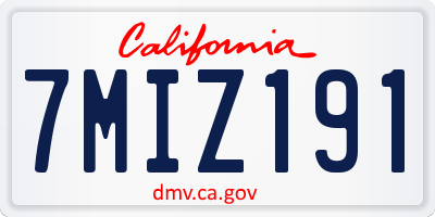 CA license plate 7MIZ191
