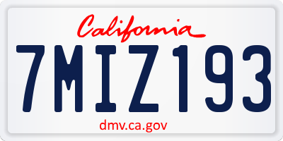 CA license plate 7MIZ193