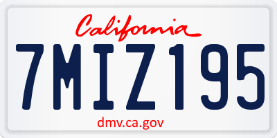 CA license plate 7MIZ195