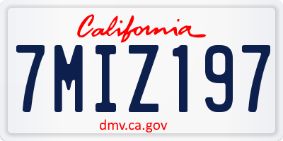 CA license plate 7MIZ197