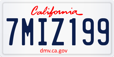 CA license plate 7MIZ199