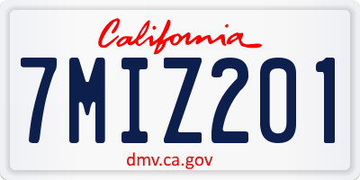 CA license plate 7MIZ201