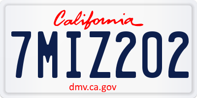 CA license plate 7MIZ202