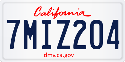 CA license plate 7MIZ204