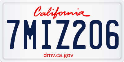 CA license plate 7MIZ206