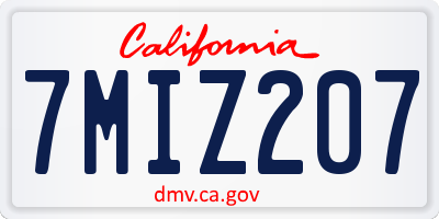 CA license plate 7MIZ207