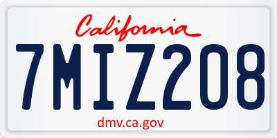 CA license plate 7MIZ208