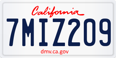CA license plate 7MIZ209