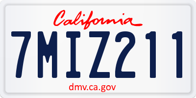 CA license plate 7MIZ211