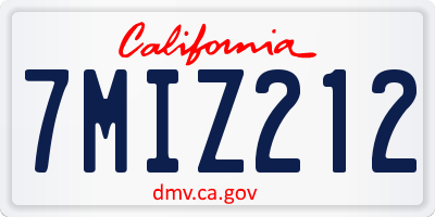 CA license plate 7MIZ212