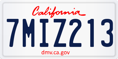 CA license plate 7MIZ213
