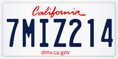 CA license plate 7MIZ214