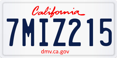 CA license plate 7MIZ215