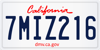 CA license plate 7MIZ216