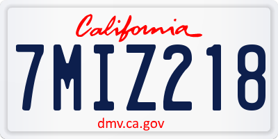 CA license plate 7MIZ218