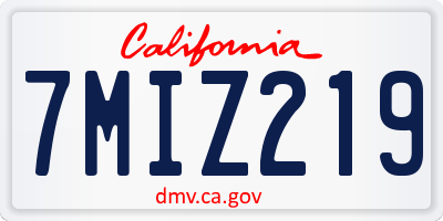 CA license plate 7MIZ219