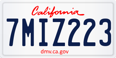 CA license plate 7MIZ223