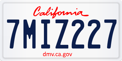 CA license plate 7MIZ227