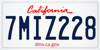 CA license plate 7MIZ228