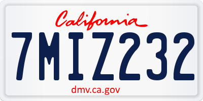 CA license plate 7MIZ232