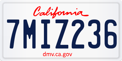 CA license plate 7MIZ236