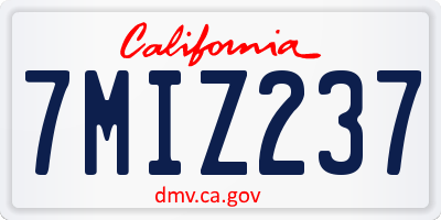 CA license plate 7MIZ237