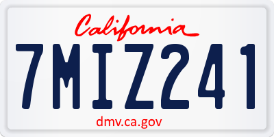 CA license plate 7MIZ241
