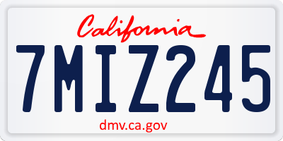 CA license plate 7MIZ245