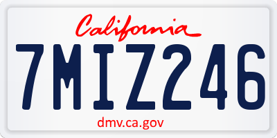 CA license plate 7MIZ246