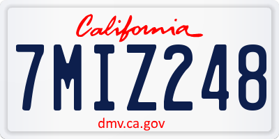 CA license plate 7MIZ248