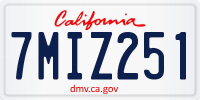 CA license plate 7MIZ251