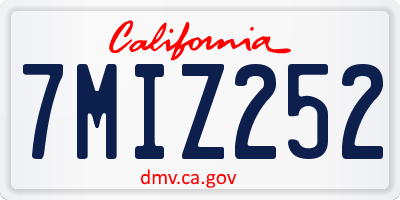 CA license plate 7MIZ252