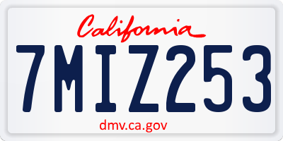 CA license plate 7MIZ253