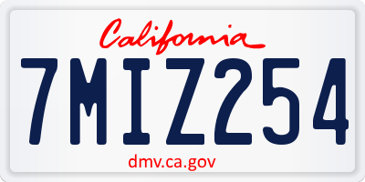 CA license plate 7MIZ254