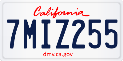 CA license plate 7MIZ255