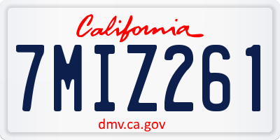CA license plate 7MIZ261