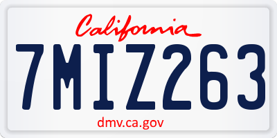 CA license plate 7MIZ263