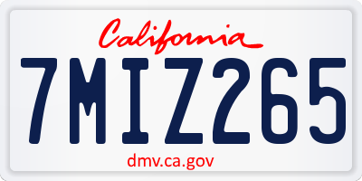 CA license plate 7MIZ265