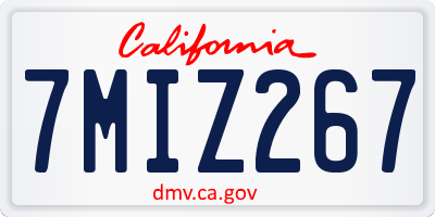 CA license plate 7MIZ267