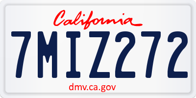 CA license plate 7MIZ272