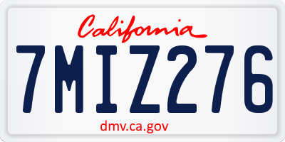 CA license plate 7MIZ276