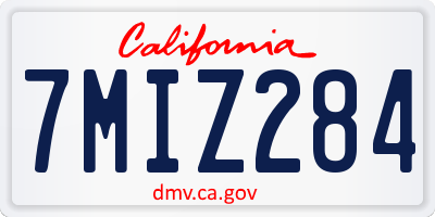 CA license plate 7MIZ284