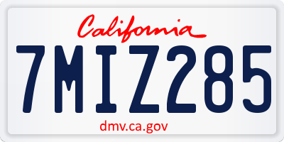 CA license plate 7MIZ285